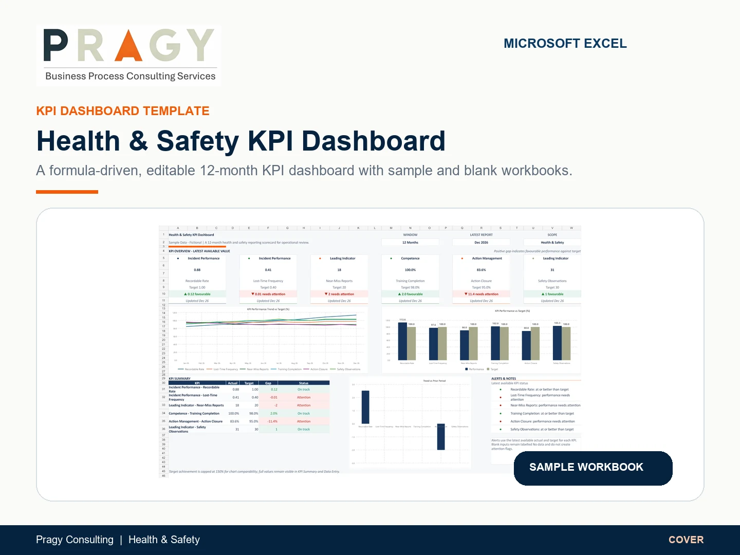 Health & Safety KPI Dashboard for Excel Excel dashboard template preview
